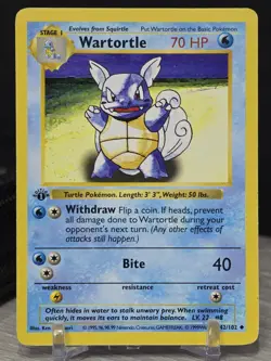 Pokemon Card Wartortle 42/102 1st Edition Shadowless Base Set WOTC 1999 Vintage - Image 5