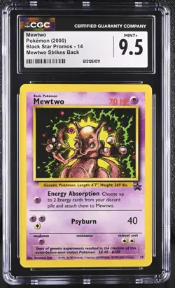 CGC 9.5 MEWTWO Black Star Promo 14 Mewtwo Strikes Back WOTC Pokemon Card - Image 1