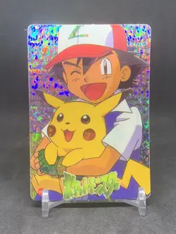 Pokemon Pocket Monsters Vintage Vending Prism Sticker Card #103 Pikachu & Ash - Image 1