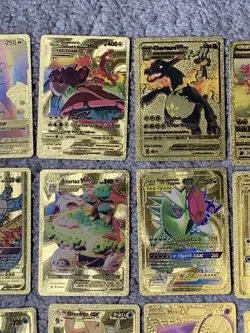 Set of 25 Charizard,Snorlax,Gengar,Greninja&More Gold Foil Fan Art Card - Image 3