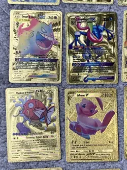Set of 25 Charizard,Snorlax,Gengar,Greninja&More Gold Foil Fan Art Card - Image 5
