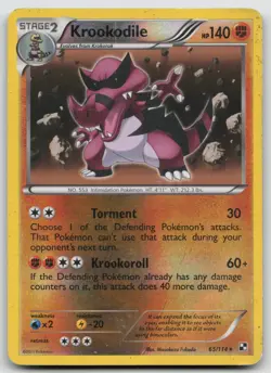 Pokemon Card Krookodile REVERSE HOLO Rare Black and White 65/114 - Image 1