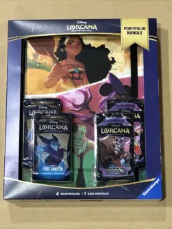 TCG Disney Lorcana Portfolio Bundle 4 Booster Packs & 1 Card Portfolio New - Image 1