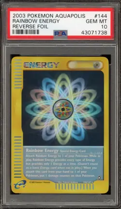 Pokemon Rainbow Energy Aquapolis Reverse Holo Rare #144 PSA 10 Gem Mint - Image 1