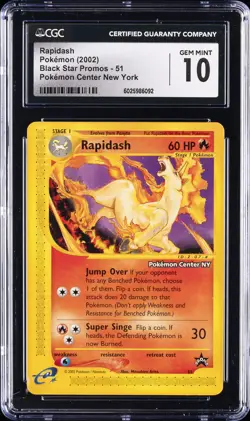2002 POKEMON BLACK STAR PROMOS POKEMON CENTER NEW YORK RAPIDASH CGC 10 GEM MINT - Image 1