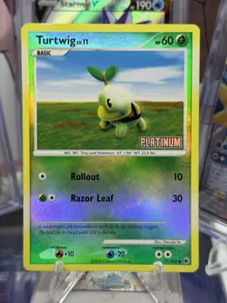 Pokemon TCG Turtwig 77/100 Reverse Holo Stamped Platinum HP - Image 1