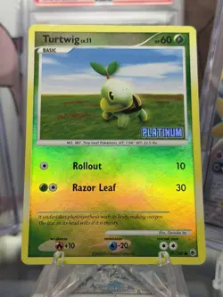 Pokemon TCG Turtwig 77/100 Reverse Holo Stamped Platinum HP - Image 2