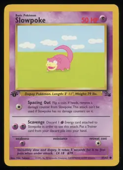 SLOWPOKE 1999 Pokemon Fossil 1st Edition 55/62 - NM - Image 1