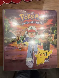 Pokemon TCG Vintage 3 Ring Binder Ash 1999 Pikachu Brock Misty Official Nintendo - Image 1
