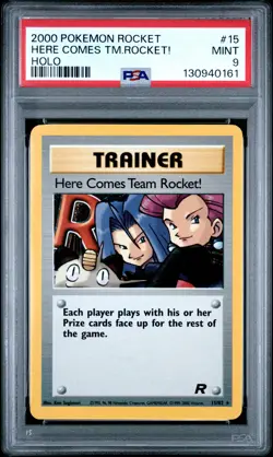 2000 Pokemon Rocket #15 Here Comes Team Rocket! Holo PSA 9 MINT - Image 1