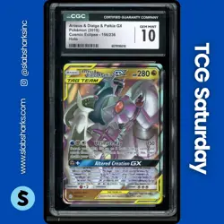 2019 POKEMON S&M COSMIC ECLIPSE ARCEUS DIALGA PALKIA GX TAG TEAM HOLO CGC 10 - Image 1