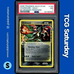 2006 POKEMON EX DRAGON FRONTIERS #100/101 CHARIZARD HOLO GOLD STAR PSA 7 - Image 1