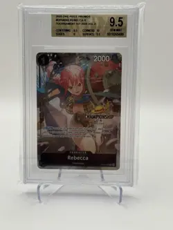 Bandai One Piece Rebecca OP04-092 championship stamp (CS) Promo Beckett 9.5 - Image 1