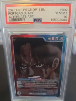 2025 One Piece OP13-002 Carry On His Will Portgas D. Ace Alt Art PSA 10 - Image 3