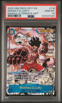 One Piece Monkey.D.Luffy Manga OP11-118 Fist of Divine PSA 10 - Image 1