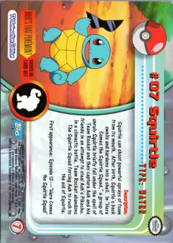 SQUIRTLE #7 TOPPS TRADING CARDS SERIES 1 POKEMON HP - Image 2