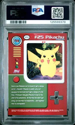 1999 TOPPS POKEMON SERIES 1 CHARACTER CARDS #TV2 PIKACHU PSA 10 - Image 2