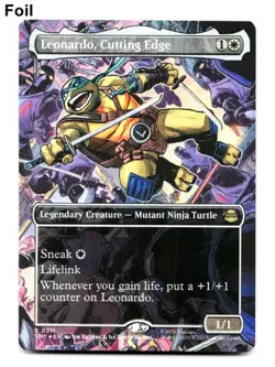MTG TMNT Teenage Mutant Ninja Turtles Leonardo, Cutting Edge Borderless FOIL NM - Image 1