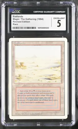 CGC 5 Badlands 1994 Revised Edition Magic: The Gathering MP - Image 1