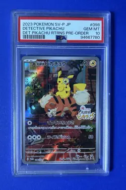 2023 Pokemon SV-P JP Detective Pikachu Det Pikachu Rtrns Pre-Order #098 PSA 10 - Image 1