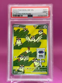 2023 POKEMON OBF EN-OBSIDIAN FLAMES ILLUSTRATION RARE #207 PIDGEY PSA 9 - Image 2