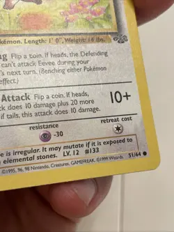 Pokemon TCG Eevee Jungle Card 51/64 Regular Common 1st Edition - Image 4