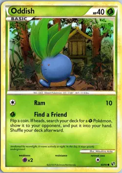 ODDISH 60/90 COMMON HGSS UNDAUNTED POKEMON NM - Image 1