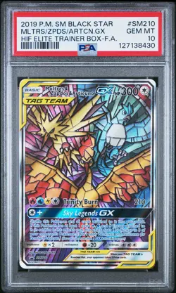 2019 POKEMON SM BLACK STAR PROMO FULL ART/MOLTRES & ZAPDOS & ARTICUNO GX PSA 10 - Image 1