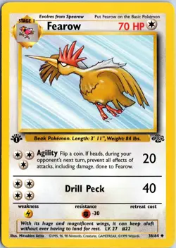 FEAROW 36/64 UNCOMMON JUNGLE POKEMON 1ST EDITION HP - Image 1