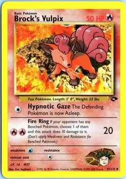 BROCK'S VULPIX 37/132 UNCOMMON GYM CHALLENGE POKEMON UNLIMITED NM - Image 1