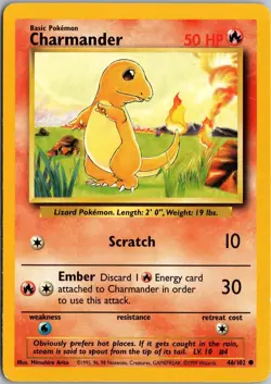 CHARMANDER 46/102 COMMON BASE SET POKEMON MP - Image 1