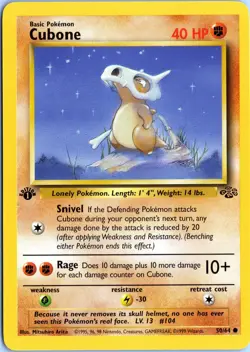 CUBONE 50/64 COMMON JUNGLE POKEMON 1ST EDITION NM - Image 1