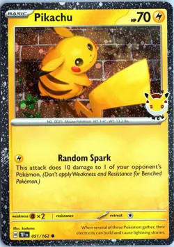 PIKACHU 051/162 COMMON POKEMON DAY PROMO COSMOS HOLO NM - Image 1
