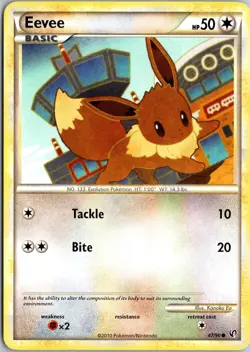 EEVEE 47/90 COMMON HGSS UNDAUNTED POKEMON NM - Image 1