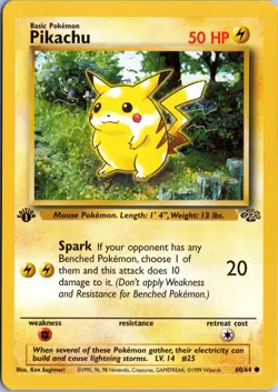 PIKACHU 60/64 COMMON JUNGLE POKEMON 1ST EDITION NM - Image 1