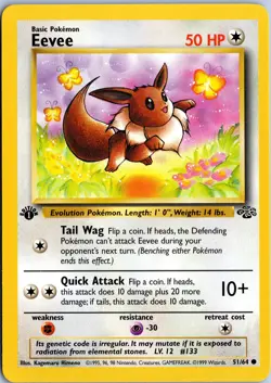 EEVEE 51/64 COMMON JUNGLE POKEMON 1ST EDITION NM - Image 1