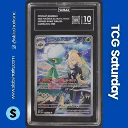 2025 POKEMON DESTINED RIVALS #184/182 CYNTHIAS ROSERADE ILLUSTRATION RARE TAG 10 - Image 1