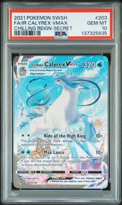 Ice Rider Calyrex VMAX PSA 10 English Pokemon 203 Chilling Reign Alt Art 2021 - Image 1