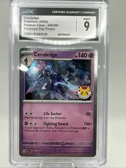 Ceruledge 040/091 Pokemon Day 2024 Stamp Cosmos Holo Promo CGC 9 Paldean Fates - Image 1