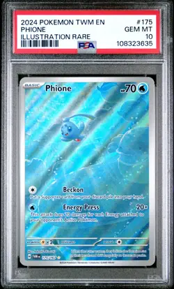 Phione Illustration Rare Pokemon TCG Card Twilight Masquerade 175/167 PSA 10 - Image 1