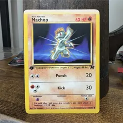 Pokemon Machop Team Rocket 1st Edition WoTC English Card 59/82 — INK ERRORU - Image 1