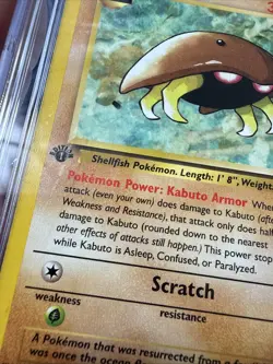 CGC 10 PRISTINE Kabuto 1999 Fossil 1st Edition 50/62 Graded Pokemon Card - Image 4