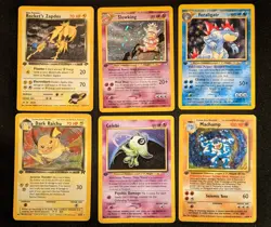 LOT OF 6 1ST EDITION HOLO POKEMON CARDS HP/DMG DARK RAICHU CELEBI ROCKETS ZAPDOS - Image 1