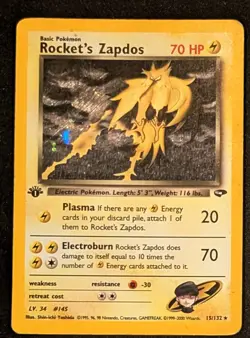 LOT OF 6 1ST EDITION HOLO POKEMON CARDS HP/DMG DARK RAICHU CELEBI ROCKETS ZAPDOS - Image 3