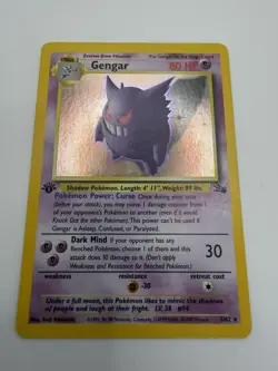 GENGAR #5 5/62 Pokemon 1st Edition Fossil Set Holo Rare Card 1999 Never Played! - Image 1