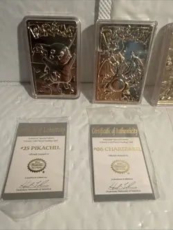 4-Pokemon 23K Gold Plated Trading Cards 1999 Burger King - Image 3