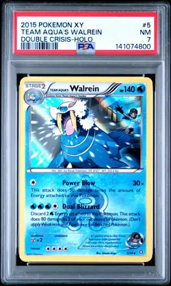 2015 POKEMON XY DOUBLE CRISIS #5 TEAM AQUA'S WALREIN-HOLO PSA 7 - Image 1