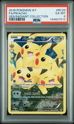 2016 POKEMON XY GENERATIONS RADIANT COLLECTION #RC29 FULL ART/PIKACHU PSA 6 - Image 1