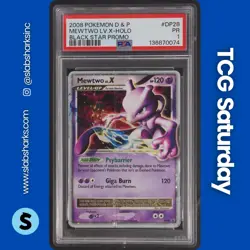 2007 POKEMON DIAMOND & PEARL BLACK STAR PROMO #DP28 MEWTWO LV.X HOLO PSA 1 - Image 1