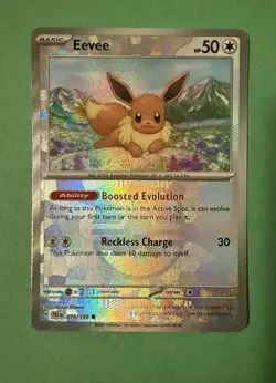 Eevee (Master Ball Pattern) 074/131 Prismatic Evolutions Holo Pokemon TCG NM - Image 1